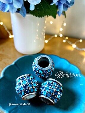 BRIGHTON "Crystal Voyage" Swarovski Blue Ombre Slider Beads Set Of 3!